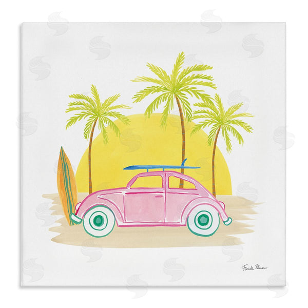 stupell industries Farida Zaman | Tropical Summer Travel Beach Surfboard Palm Trees Sunshine Wall Art
