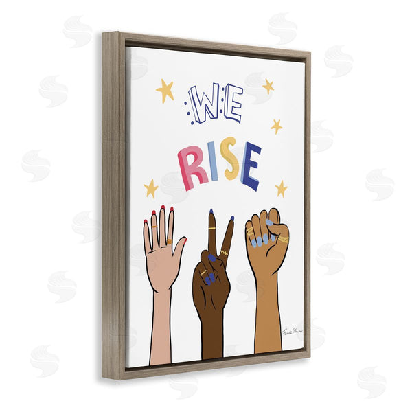Stupell Industries Farida Zaman | We Rise Phrase Playful Text Female Hands Raised
