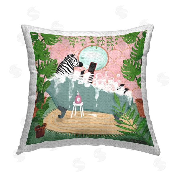 Stupell Industries Farida Zaman | Zebra Fun Bath Time Printed Throw Pillow