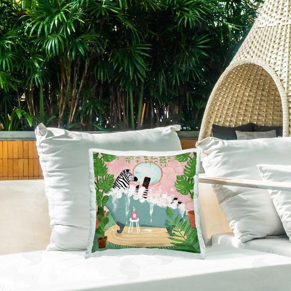 Stupell Industries Farida Zaman | Zebra Fun Bath Time Printed Throw Pillow