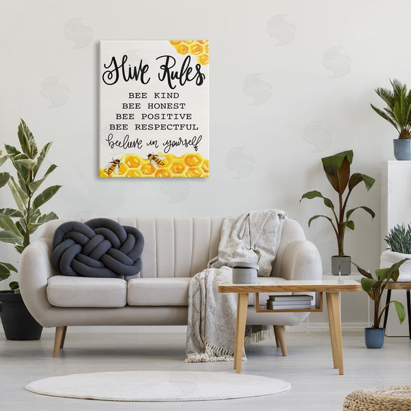 Stupell Industries Fearfully Made Creations | Hive Rules Bee Phrase Wall Art