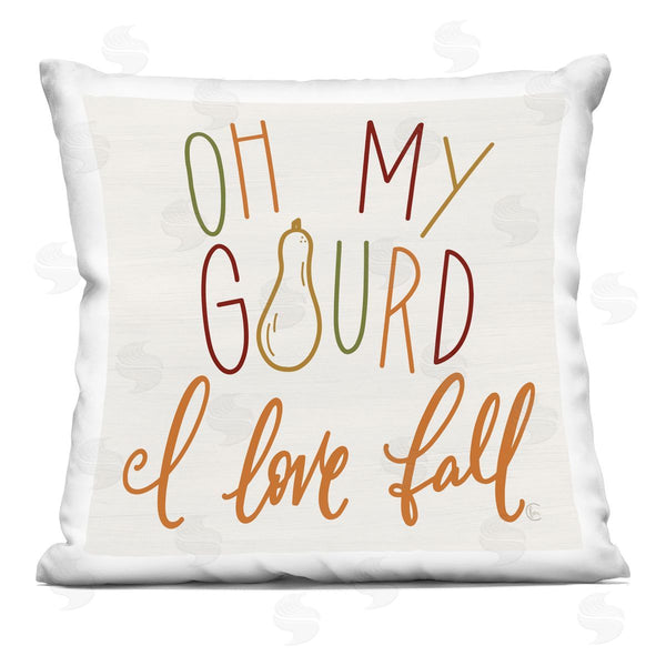 stupell industries Fearfully Made Creations | Oh My Gourd Autumn Calligraphy Phrase Printed Throw Pillow