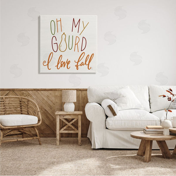 Stupell Industries Fearfully Made Creations | Oh My Gourd I Love Fall Funny Phrase Wall Art