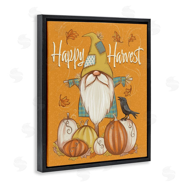 Stupell Industries Figgy Pudding Designs | Happy Harvest Scarecrow Gnome Seasonal Pumpkins Crow Wall Art