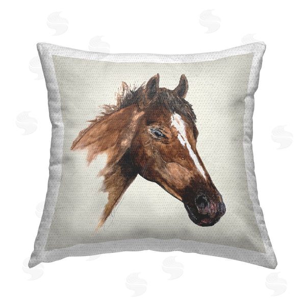 Stupell Industries Filippo Ioco | Detailed Brown Horse Printed Throw Pillow