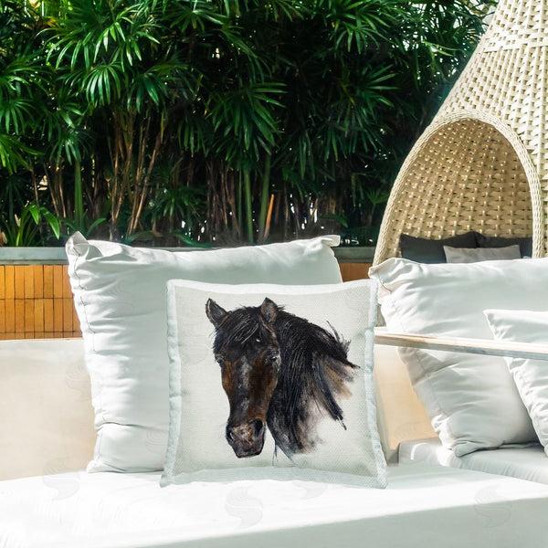Stupell Industries Filippo Ioco | Paint Stroke Black Horse Printed Throw Pillow