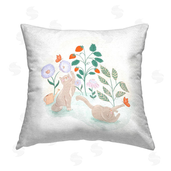Stupell Industries Fineapple Pair | Cats Playing In Garden Printed Throw Pillow