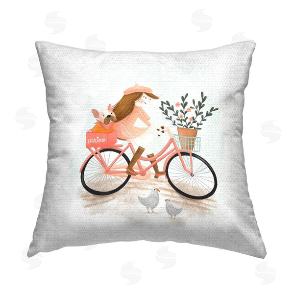 Stupell Industries Fineapple Pair | Paris Girl On Bike Printed Throw Pillow