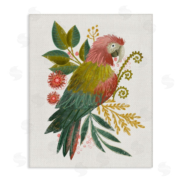 stupell industries Fineapple Pear | Parrot with Eclectic Leaves