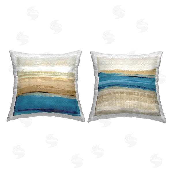 Stupell Industries Flora Kouta | Abstract Tan & Blue Landscape Printed Throw Pillow Set