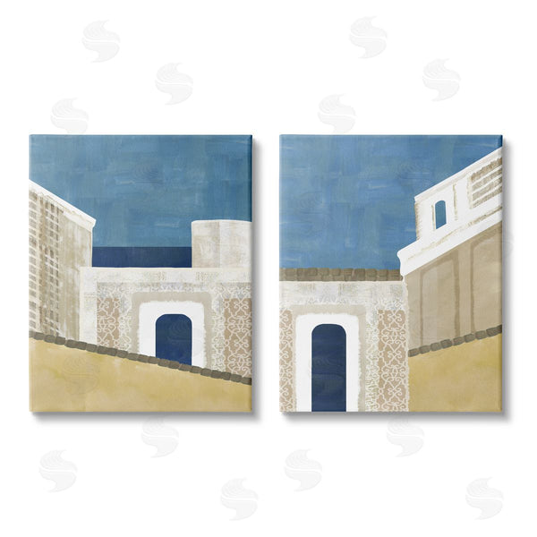 stupell industries Flora Kouta | Blocked Architecture Classic Tiled Building Wall Art