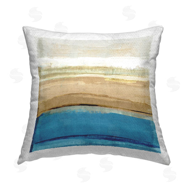 Stupell Industries Flora Kouta | Blue & Beige Abstraction Printed Throw Pillow