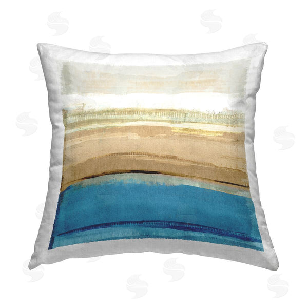 stupell industries Flora Kouta | Blue & Beige Abstraction Printed Throw Pillow