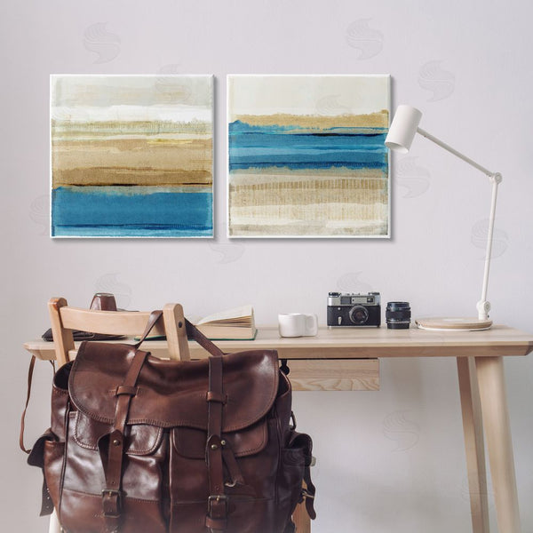 Stupell Industries Flora Kouta | Blue Gold Daze Striped Abstract Wall Art