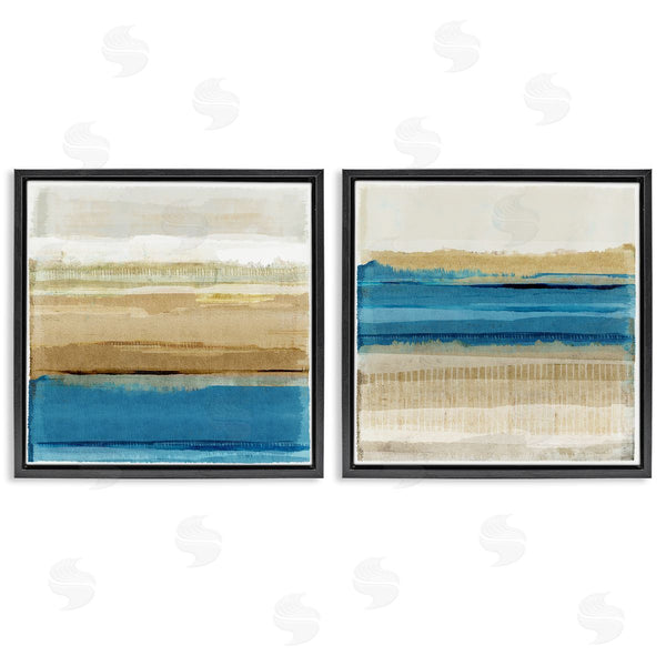 Stupell Industries Flora Kouta | Blue Gold Daze Striped Abstract Wall Art