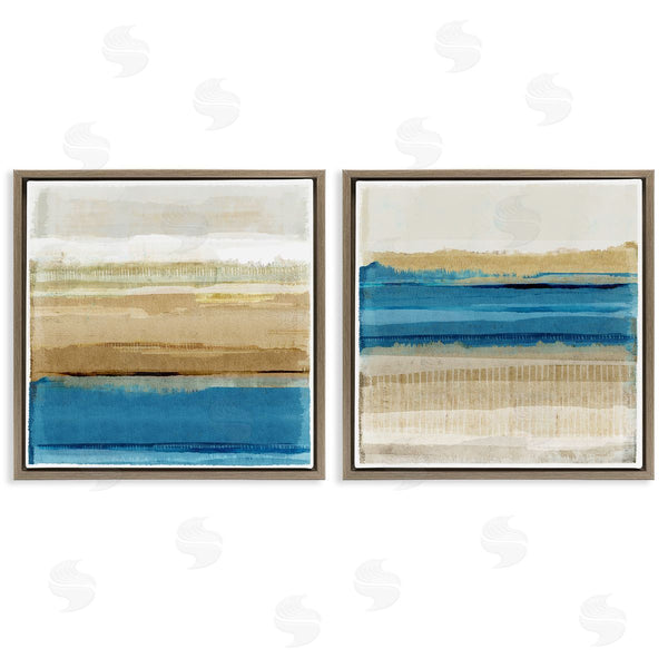Stupell Industries Flora Kouta | Blue Gold Daze Striped Abstract Wall Art