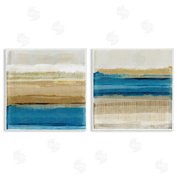 stupell industries Flora Kouta | Blue Gold Daze Striped Abstract Wall Art