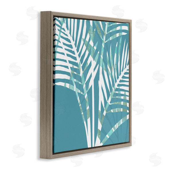 Stupell Industries Flora Kouta | Blue Modern Plant Leaves