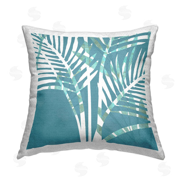 Stupell Industries Flora Kouta | Blue Palm Pattern Printed Throw Pillow