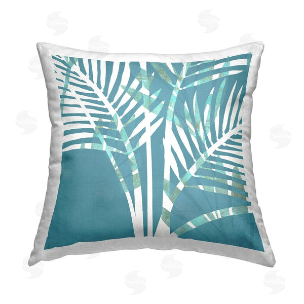 stupell industries Flora Kouta | Blue Palm Pattern Printed Throw Pillow
