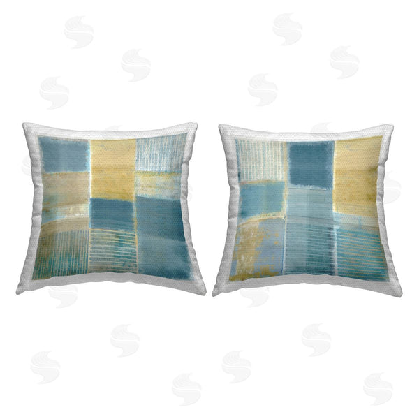 Stupell Industries Flora Kouta | Blue Rustic Geometrics Printed Throw Pillow Set