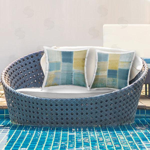 Stupell Industries Flora Kouta | Blue Rustic Geometrics Printed Throw Pillow Set