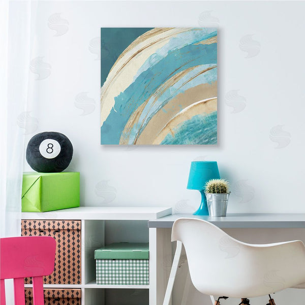 Stupell Industries Flora Kouta | Blue Wave Rainbow Abstract Blue Beige Arches Wall Art