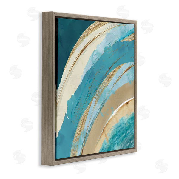 Stupell Industries Flora Kouta | Blue Wave Rainbow Abstract Blue Beige Arches Wall Art