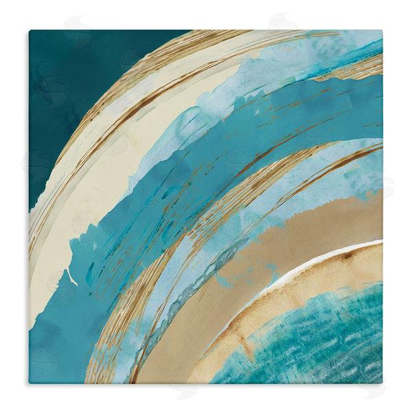 stupell industries Flora Kouta | Blue Wave Rainbow Abstract Blue Beige Arches Wall Art