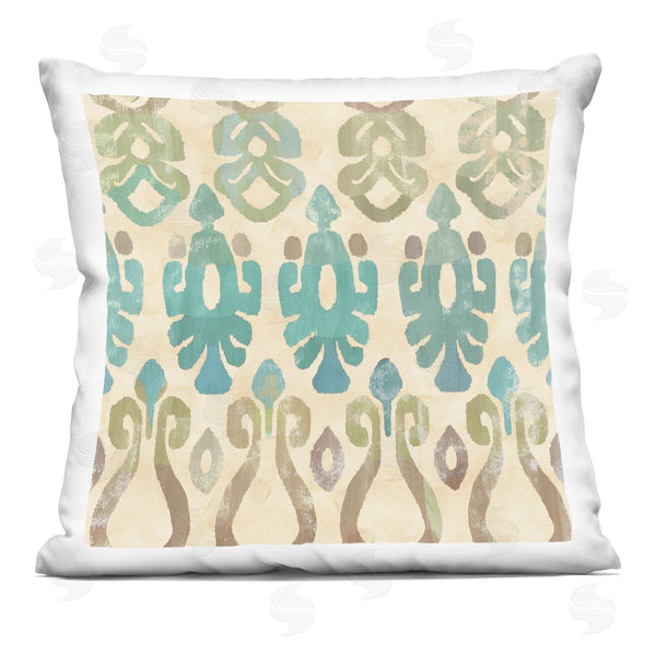 stupell industries Flora Kouta | Boho Ikat Pattern Teal Accent Printed Throw Pillow