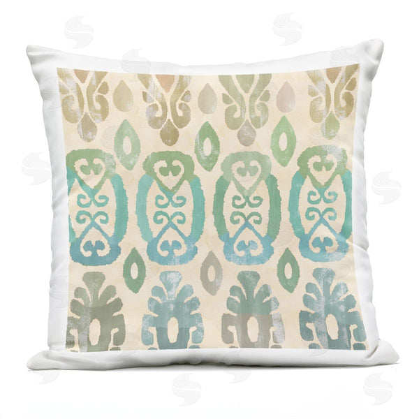 Stupell Industries Flora Kouta | Boho Teal Geometric Ikat Printed Throw Pillow