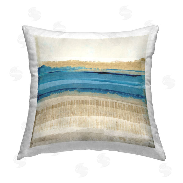 stupell industries Flora Kouta | Modern Blue & Beige Abstract Printed Throw Pillow