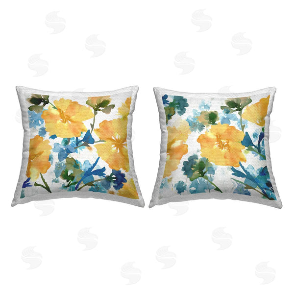 Stupell Industries Flora Kouta | Modern Yellow Flowers Printed Throw Pillow Set