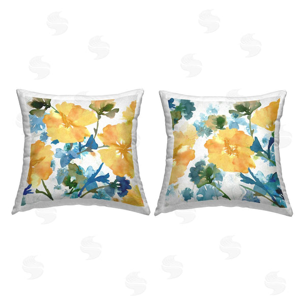 stupell industries Flora Kouta | Modern Yellow Flowers Printed Throw Pillow Set