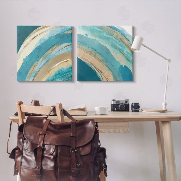 Stupell Industries Flora Kouta | Playful Abstract Turquoise Rainbow Arches Wall Art