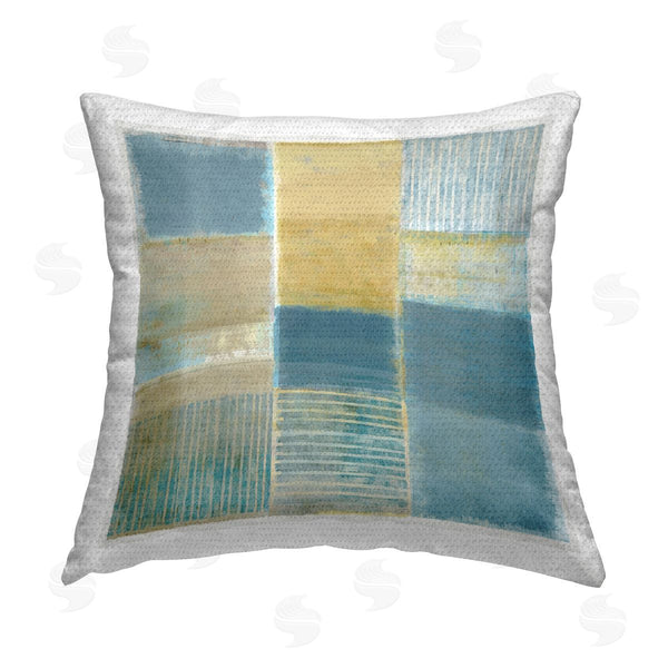 Stupell Industries Flora Kouta | Rustic Stripes & Squares Printed Throw Pillow