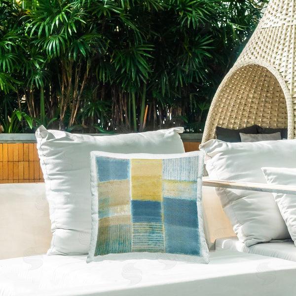 Stupell Industries Flora Kouta | Rustic Stripes & Squares Printed Throw Pillow