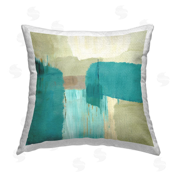 Stupell Industries Flora Kouta | Teal Shapes Abstraction Printed Throw Pillow