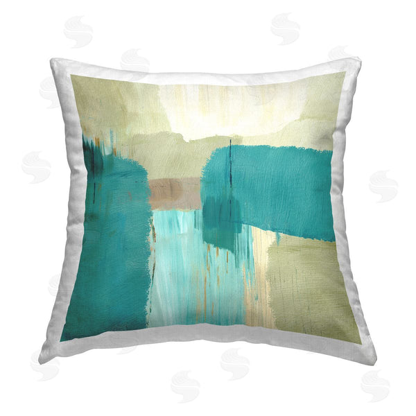 stupell industries Flora Kouta | Teal Shapes Abstraction Printed Throw Pillow