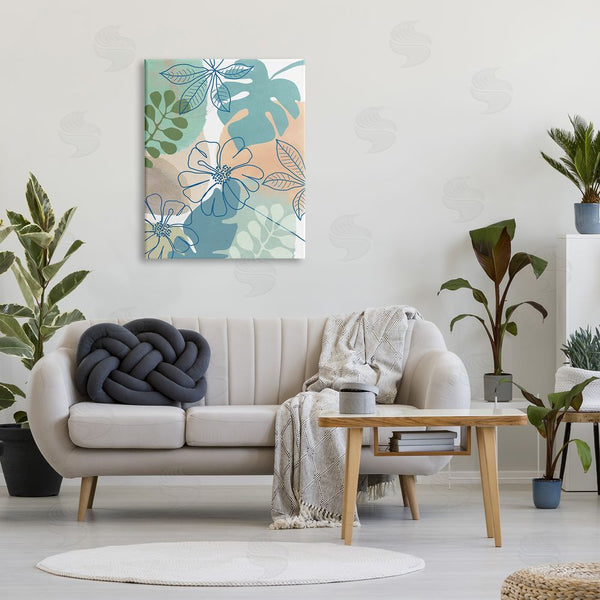 Stupell Industries Flora Kouta | Tropical Hibiscus And Monstera Florals Abstract Shapes Wall Art