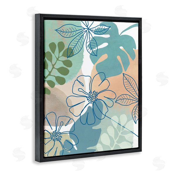 Stupell Industries Flora Kouta | Tropical Hibiscus And Monstera Florals Abstract Shapes Wall Art
