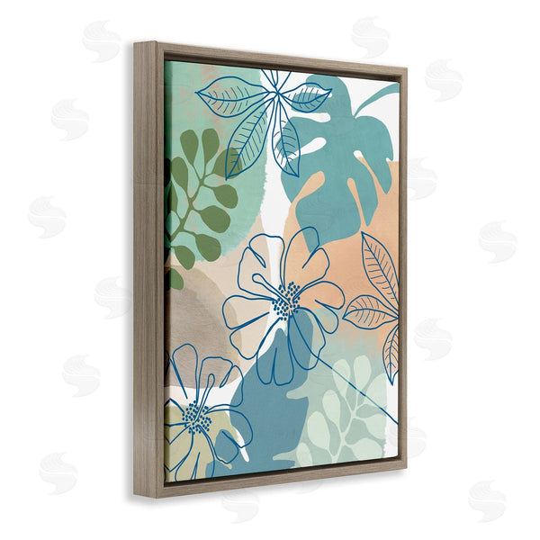 Stupell Industries Flora Kouta | Tropical Hibiscus And Monstera Florals Abstract Shapes Wall Art