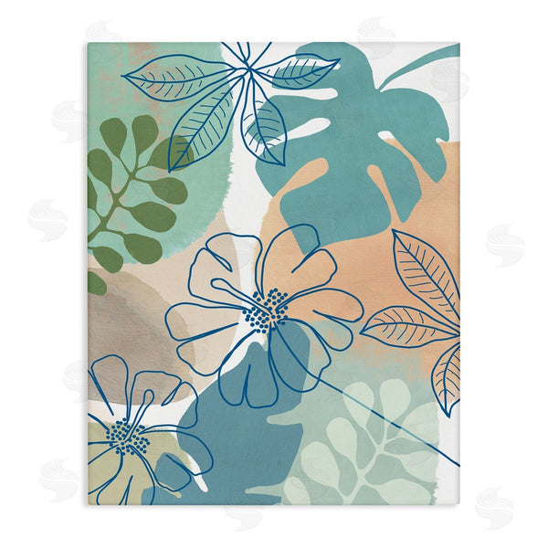 stupell industries Flora Kouta | Tropical Hibiscus and Monstera Florals Abstract Shapes Wall Art