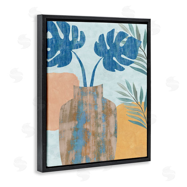 Stupell Industries Flora Kouta | Tropical Monstera Western Abstract Orange Blue Wall Art