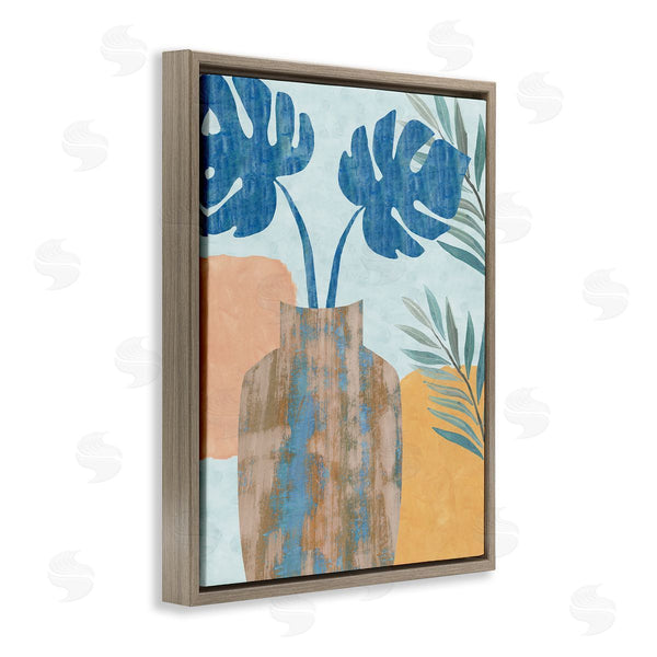 Stupell Industries Flora Kouta | Tropical Monstera Western Abstract Orange Blue Wall Art
