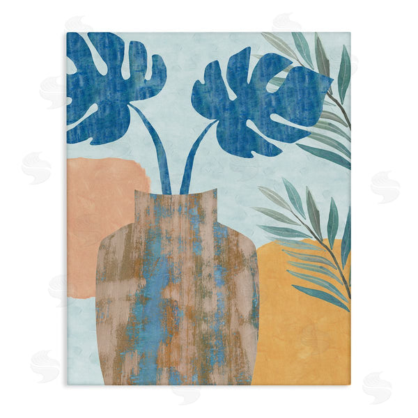 stupell industries Flora Kouta | Tropical Monstera Western Abstract Orange Blue Wall Art