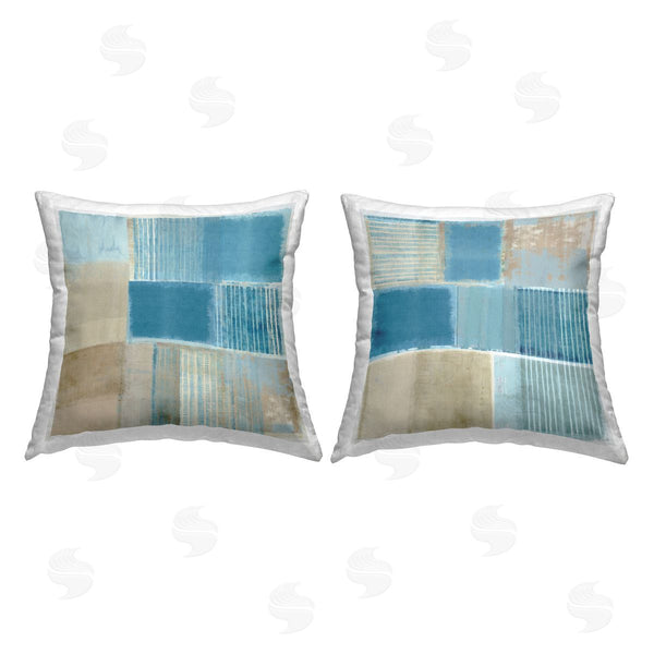 stupell industries Flora Kouta | Weathered Geometric Pattern Printed Throw Pillow Set