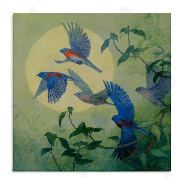 stupell industries Floy Zittin | Bluebird Flock over Moon