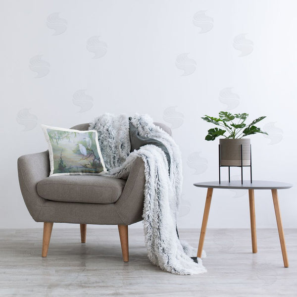 Stupell Industries Floy Zittin | Egrets & Marshland Edge Printed Throw Pillow