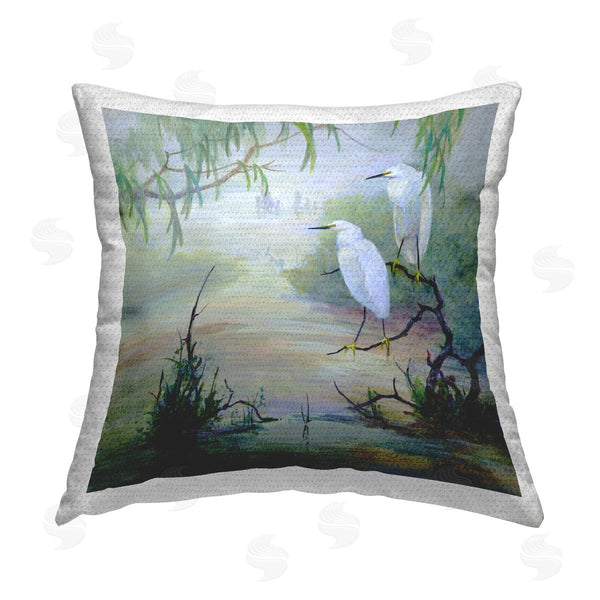 Stupell Industries Floy Zittin | Egrets & Marshland Edge Printed Throw Pillow